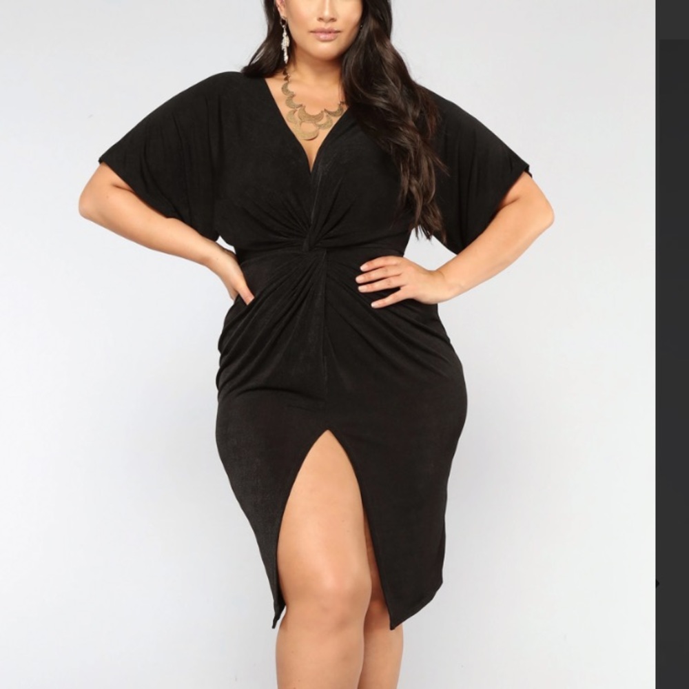 Fashion Nova NWT Full Grown Knot Dress Black 2X
